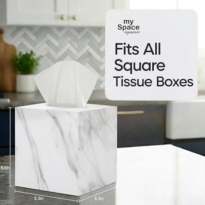 Tissue Box Cover Holder Square Marble Tissue Box Holder Bathroom Vanity Nightstand Bedroom Livingroom Decorative Decor Toilet Organizer Tissues (Marble, Square) - size: Square