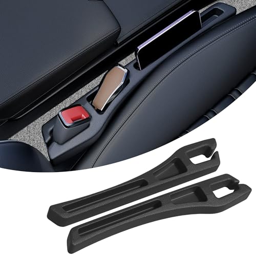 2PCS Car Seat Gap Filler Organizer, Multifunctional Car Gap Filler with Fill and Storage Function for Storing Phones Keys Cards, Universal No Drop Seat Guard for Cars (Black) - color: Black