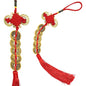 Feng Shui Gold Coins Chinese Luck Charm, Red Knot Wall Hanging for Car,House,Office, Wealth and Success Five Emperor Money(5coins) - 2pcs