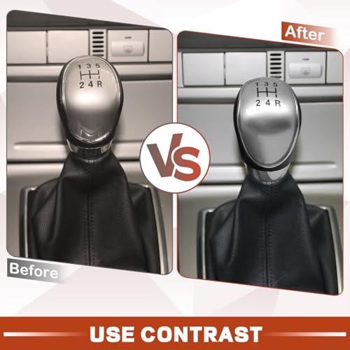 5 Speed Manual Transmission Gear Shift Knob Cover Compatible with Ford Escape Kuga Focus Fiesta mk7 2008-2013 Shifter Lever Knob Replacement Parts Silver - color: Silver, size: 5 Speed