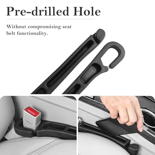 Car Seat Gap Filler 2 Pack with Organizer Hook, Car Seat Gap Plug Fills Gap Between Seat & Console Prevent Small Items & Tools from Falling Seat Side Gap Fits Cars, SUVs, Trucks & Sedans - color: hook