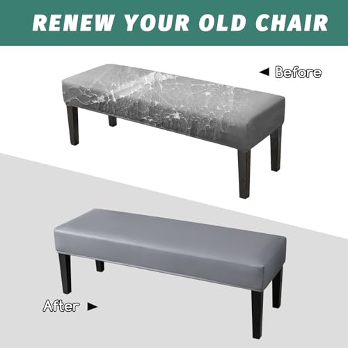 FUANGUI PU Waterproof Bench Cover, Stretch Dining Bench Cover for bedrooms, Living Rooms, Kitchens, Protector Chair Bench Piano Bench Seat Covers Stool Slipcover Removable, Washable - Grey - color: Pu Grey