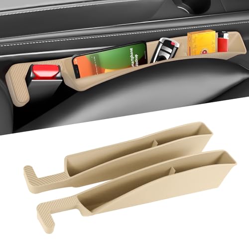 2PCS Car Seat Gap Filler Organizer, Car Seat Organizer, Multifunctional Seat Gap Storage Box for Phone Key, Fill The Gap & Stop Things from Dropping, Universal for Most Vehicles (Beige) - color: Beige