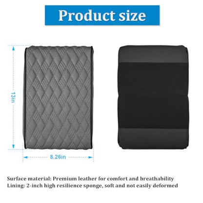 Bittwee Car Center Console Cover, Leather Waterproof Auto Arm Rest Box Cover, Memory Foam Armrest Cushion Protection Pad, Hand Rest Pillow with Height Increase, Universal Car Accessory - color: Gray