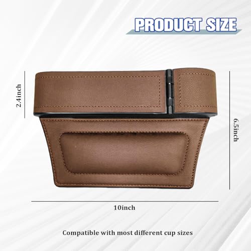 Car Seat Gap Filler Organizer with Cup Holder Expander, Leather Console Seam Filler Storage Box, Auto Front Seat Gap Organizer for Phones Keys Glasses, Universal Fit (Brown Passenger) - color: Brown, size: Passenger