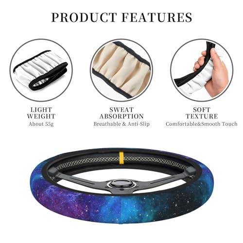 Abstract Blue Outer Space Galaxy Star Car Steering Wheel Cover,Non-Slip Elastic Neoprene-Sweat Car Accessories,Universal 15 Inch Fit Auto, Vans Trucks,Suvs, Truck - color: Galaxy