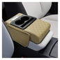 Leather Car Center Console Cover, Universal Automotive Armrest Booster Cushion, Vehicle Middle Console Organizer with 2 Cup Holders, Side Storage Bag, Tissue Box & Phone Slot(Beige) - color: Beige