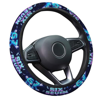 GENANY Brainrot Meme Steering Wheel Cover, Non Slip Polyester Car Wheel Protector for Car SUV Truck, Universal 15 Inch - color: Brainrot 67