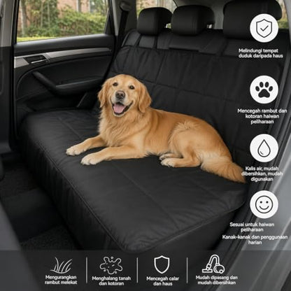 Dog Car Seat Cover for Pets - 100% Waterproof 600D Oxford Heavy Duty Hammock Style Scratch Proof Non Slip Back Seat Protector with Side Flaps, Fits Cars Trucks SUVs, Black