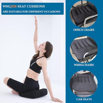 WSGJHB Office Chair Cushion Pillow Adult Car Booster Seat Cushions for Short People Effectively Increase Field of View Lower Back Fatigue Relief, for Cars Office Home Anti-Slip 18x18x4.7 inch Black - color: Black