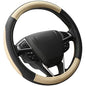 SEG Direct Car Steering Wheel Cover Universal Standard Size 14.5-15 inch, Black and Beige Microfiber Leather - color: Black and Beige, size: Standard size[14 1/2''-15'']