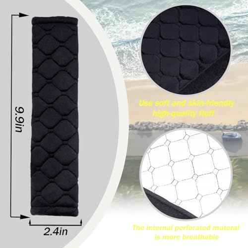 WJS 2 Pack Soft Auto Seat Belt Cover Seatbelt Shoulder Pad for a More Comfortable Driving Compatible with All Cars and Backpack (Black) - color: Black