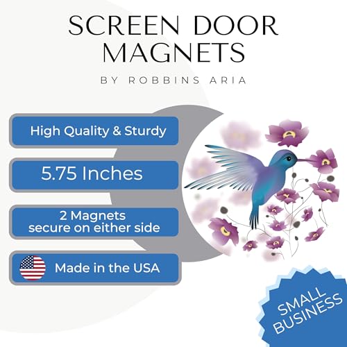 Screen Door Magnets Double Sided – Keep People, Kids, and Dogs from Running into a Screen Door. Saver - Robbins Aria Hummingbird - color: Hummingbird
