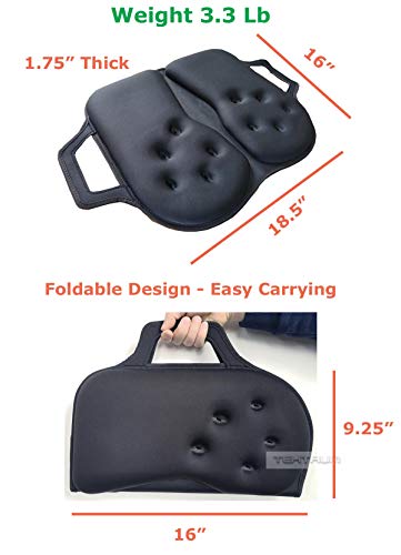 Tektrum Extra Thick Foldable Orthopedic Cool Gel Seat Cushion w/Handle for Home, Office, Chair, Car, Travel-Relief for Back, Sciatica, Tailbone Pain, Promote Healthy Posture (TD-GS1631-BLK) - size: 18.5 x 16 x 1.75 Inch