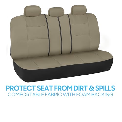 BDK PolyPro Car Seat Covers Full Set in Solid Beige, Front and Rear Split Bench Seat Covers for Cars, Easy to Install Car Seats Cover Set and Accessories for Auto Trucks Van SUV - Solid Beige - color: Solid Beige