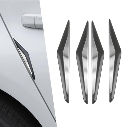 4 PCS Car Door Anti-Collision Strips, Self Adhesive Car Door Protector Trim Strips, Door Edge Bumper Guards, Universal for Most Cars (Black Silver) - color: Black #Silver