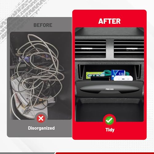 RED WOLF Car Radio Stereo Single Din Storage Box Dash Trim CD Player Holder Storage Box Mounting Pocket Drawer Kit