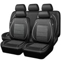 CAR PASS Piping PU Leather Car Seat Cover Full Set, Inside Zipper Design and Reserved Opening Holes, Airbag Compatible,Universal FIT for Car, SUVs,Van,Trucks（Full Set, Black & Silver - color: Black and Sliver