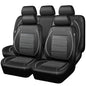 CAR PASS Piping PU Leather Car Seat Cover Full Set, Inside Zipper Design and Reserved Opening Holes, Airbag Compatible,Universal FIT for Car, SUVs,Van,Trucks（Full Set, Black & Silver - color: Black and Sliver