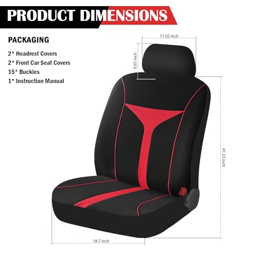 4PCS Car Seat Covers Full Set,Breathable Front Seat Covers for Cars for Reducing Back Sweating & Protection,Stylish Car Cover Seats with Reddish Line Cars Interior Accessories (Red)