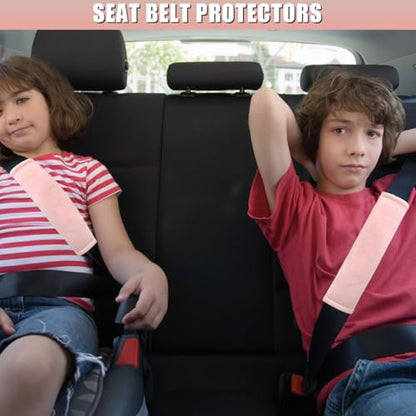 2PCS Car Seat Belt Pads Cover - Soft Fluff Car Seat Belt Shoulder Strap Cover Harness Pad Protect Your Neck - Universal Comfortable Seatbelt Strap Cushion for Most Cars & Backpacks (Pink) - color: Pink