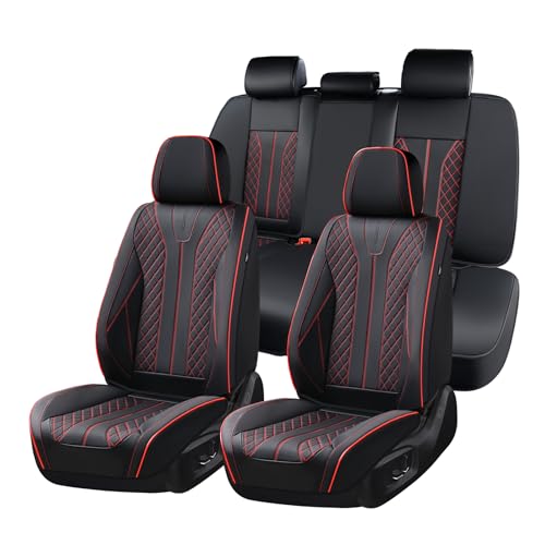 FLORICH Leather Seat Covers Car Seat Cover Front and Rear Seat Cover 5 Seats Automotive Seat Covers Waterproof Seat Covers for Cars Universal Fit for Most Cars SUV Trucks, Black&Red Line - color: Black&Red Line, size: FullSet