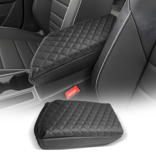 CDEFG for Volkswagen Jetta 2020-2025 2026 Center Console Cover Armrest Box Cover for Jetta (S, Sport, SE, SEL, GLI Autobahn) Accessories Console Arm Rest Protector - color: Jetta-Thickened Black Leather