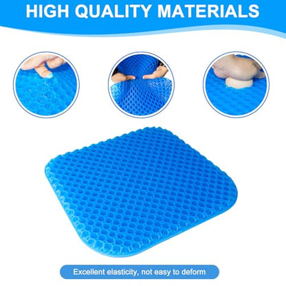 Large Gel Seat Cushion for Long Sitting with Non-Slip Cover - 18 x 17 Inches, Soft & Breathable, Gel Chair Cushion for Wheelchair, Car, Desk, Home, Hip Pain, Office Chair