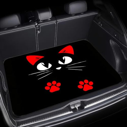 Universal Car Trunk Mat 29" x 39", Cute Red Cat All Weather Trunk Protection Cargo Liner, Durable Cargo Mat Rear Trunk Liner, Stylish Vehicle Interior Accessories Suitable for Most Car Models - color: Cute Red Cat