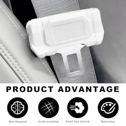 2 PCS Car Seat Belt Buckle Covers, Anti-Scratch Silicone Auto Seatbelt Clips Protector, Universal Seat Belt Buckle Protective Sleeve for SUVs Vans Trucks, Car Accessories (White) - color: White