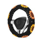 Crochet Steering Wheel Cover Set,Cute Steering Wheel Cover Boho 14-15 in,Handmade Black Sunflower Granny Square Pattern Car Decor for Women,Hippie Car Accessories (A Wheel Cover)