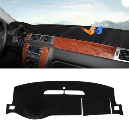Autorder Dashboard Cover Mat for 2007-2014 Chevrolet Tahoe Suburban/GMC Yukon XL&2007-2013 Chevy Avalanche Silverado 1500 2500 3500 LTZ/GMC Sierra SLT Denali Accessories Upgrade Velvet Dash Cover - size: 07-13 Silverado 1 Glove Box(B)
