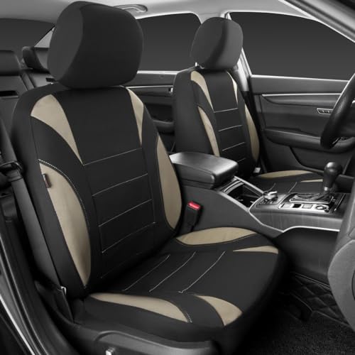 CAR PASS Neoprene EVA Waterproof car seat Covers Front Seats Only, Universal fit for SUV Vehicles Automotive with 5mm Composite EVA Inside,Airbag Compatible (Two Seats 6PCS, Black and Beige) - color: Black and Beige