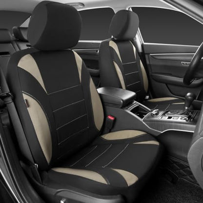 CAR PASS Neoprene EVA Waterproof car seat Covers Front Seats Only, Universal fit for SUV Vehicles Automotive with 5mm Composite EVA Inside,Airbag Compatible (Two Seats 6PCS, Black and Beige) - color: Black and Beige