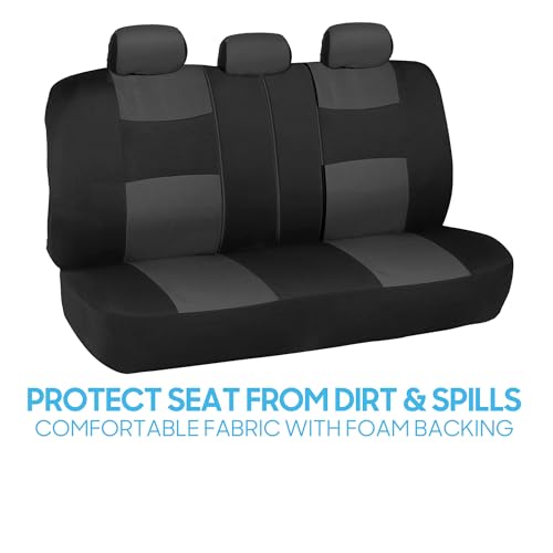 BDK PolyPro Car Seat Covers Full Set in Charcoal on Black – Front and Rear Split Bench for Cars, Easy to Install Cover Set, Accessories Auto Trucks Van SUV - color: Charcoal Gray