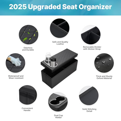 Car Seat Organizer for Kia Telluride 2020-2026 Center Console Organizer with Cup Holders for Telluride, Kids Toys Baby Supplies Dog Toy Box Storage Bin Travel Accessories - style: Telluride with Cup Holders