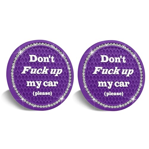 2PCS Bling Car Cup Holder Coaster, 2.75 Inch Anti-Slip Auto Insert Cup Coaster, Universal Interior Decor Accessories Crystal Car Drink Cup Mat Perfect for Women Girls (Darkviolet, 2PCS) - color: Darkviolet, size: 2PCS