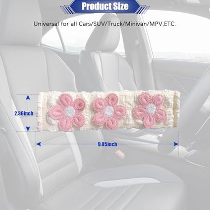 JDDRY 2PC Car Seat Belt Covers Pads,Seat Strap Pads,Auto Seat Belt Pad,Fit for Most Vehicles,Car Interior Accessories(Three Flower,Pink)