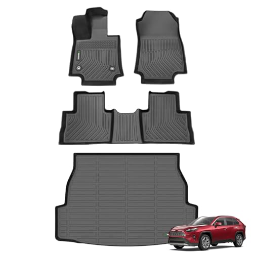 ANBINGO®Fit for Toyota RAV4 Floor Mats 2019-2025(Not Fit Hybrid) All Weather TPE Mats Custom Fit for Floor Liner for Toyota RAV 4 LE/XLE/Limited/TRD/Adventure Front and Rear 2 Row Car Mats,Black - size: SET-RAV4 2019-2025