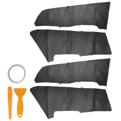 4PCS Door Panel Cover Compatible with Honda Accord 2008-2013 Front and Back Vinyl Leather Insert Cards Protector Trim Black (Only Leather Part)