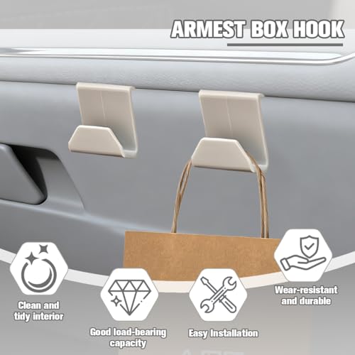 2PCS Car Co-Pilot Glovebox Hooks, Front Passenger Seat Glovebox Storage Hanger for Purse Key Umbrella Cable, Multifunctional Glove Compartment Holder Organizer Hook, Universal Fit (Beige) - color: Beige