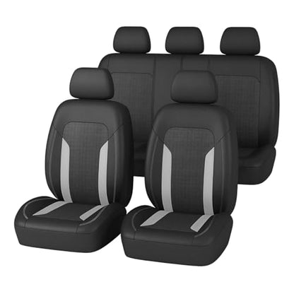 Car Seat Covers, Full Set Breathable Vehicle Seat Protectors with Mesh Construction and Foam Padding, Comfort Automotive Interior Chair Cover, Universal for SUV RV Truck (Grey)