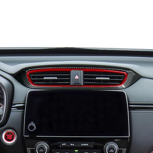 Center Air Vent Outlet Decal for Honda CR-V 2017 2018 2019 2020 2021 2022 Accessories CRV ABS Carbon Fiber Stickers - color: Center Air Vent Outlet, Black Red