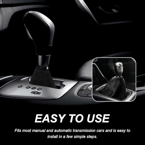Car Shift Boot Cover, Fabric Shifter Lever Knob Boot Dustproof Cover with Stitch, Manual Automatic Speed Shifter Boots Gear Gaiter for Most Vehicles, Car Accessories (Black) - color: Black