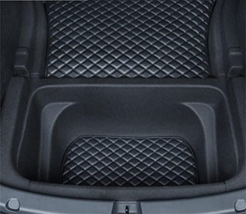 Rear TrunkWell Storage Mat Compatible with Tesla Model Y 2020-2025 Cargo Liner (Rear Storage Mat + Rear Inner Storage Mat) - color: Black with Black Stitching, size: 2020-2025 Rear TrunkWell Storage Mat