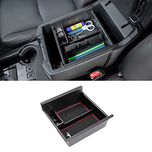 JDMCAR Center Console Organizer Compatible with Toyota 4Runner Accessories 2010-2024 and Kia Telluride (2020-2024), Insert ABS Black Materials 4 Runner Tray, Armrest Box Secondary Storage -Red Trim - color: RED
