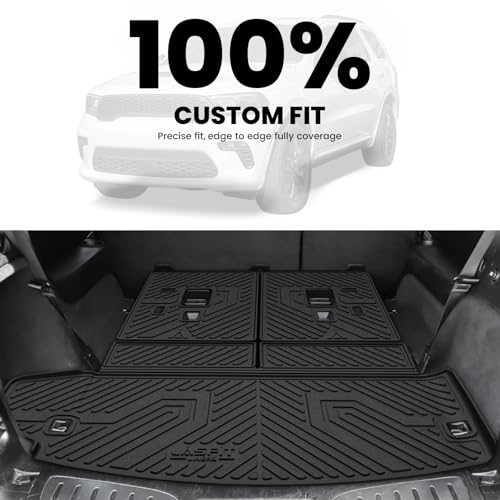LASFIT Trunk Mat & Backrest Mat for Dodge Durango 2011-2026, Fit 2nd Row Bench Seat(7 Seats) & 2nd Row Bucket Seat (6 Seats), Not for 5 Seats, All Weather TPE Custom Fit Car Mat Cargo Liner, Black - style: 7) Durango 7 Seats | 2011-2026 | Cargo & Backrest