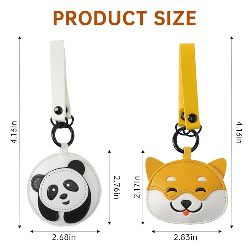 Cute Cartoon Keychain for Girl and Boy, 2 PCS Animal Key Ring Charm for Handbag, Purse, Backpack, Car Keys - color: White Yellow (Panda+dog)