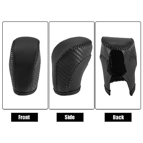 X AUTOHAUX Car Faux Leather Gear Shift Knob Cover for Volkswagen Jetta Tiguan 2011-2019 Passat Beetle 2012-2019 Atlas 2018-2019 CC 2013-2017 Carbon Fiber Grain - color: Black