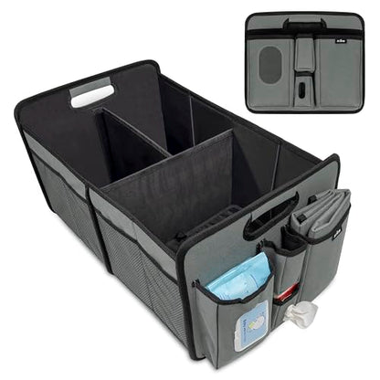 Baby Diaper Caddy Organizer with Changing Mat - Portable Car Caddy for Newborn Essentials, Diapers & Wipes, Perfect for Baby Shower and New Mom | Oxford Fabric, Grey